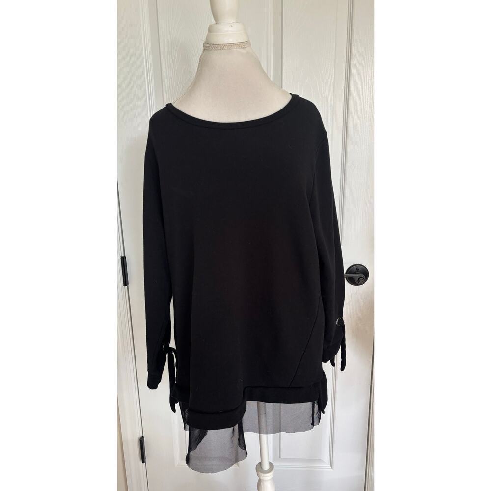 Torrid Black Long Sleeve Sheet with Tie Wrist and Sheer detail Trim Size 1X